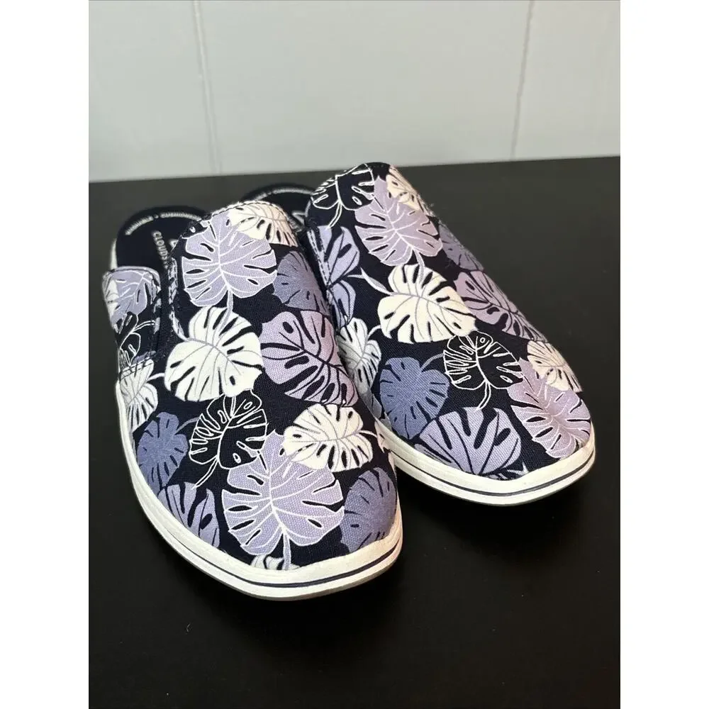 Clarks Cloudsteppers women's breeze shore Canvas Slip-on Mules shoes Lavender 7 - Picture 3 of 9